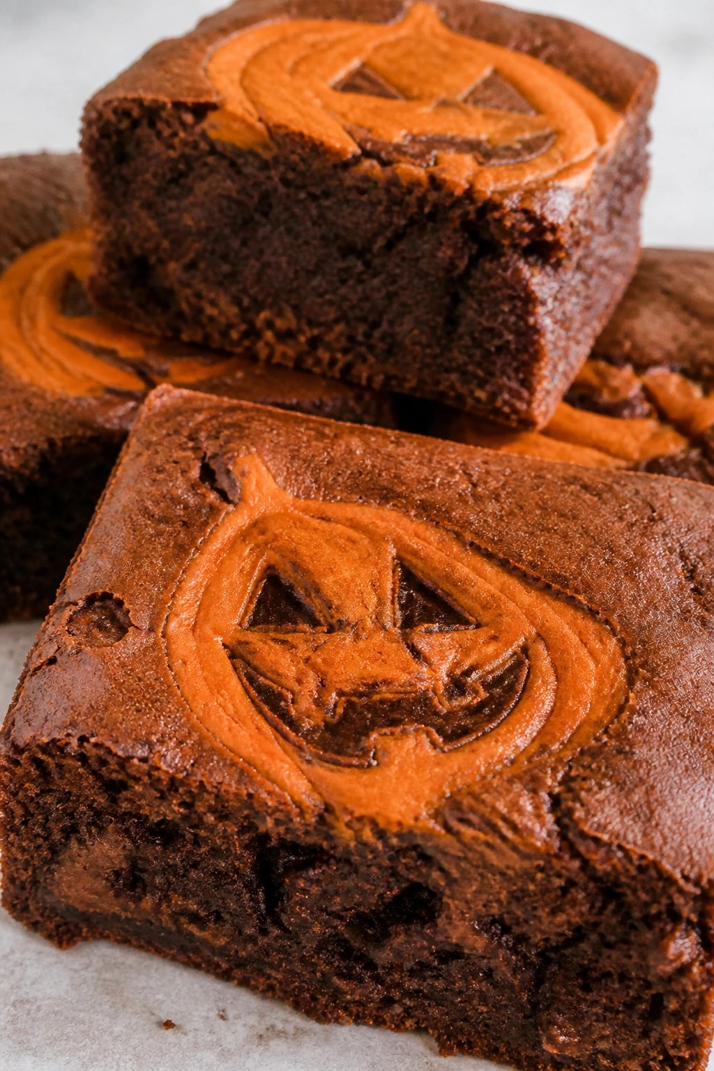 Spiced Jack-o'-Lantern Fudgy Brownies