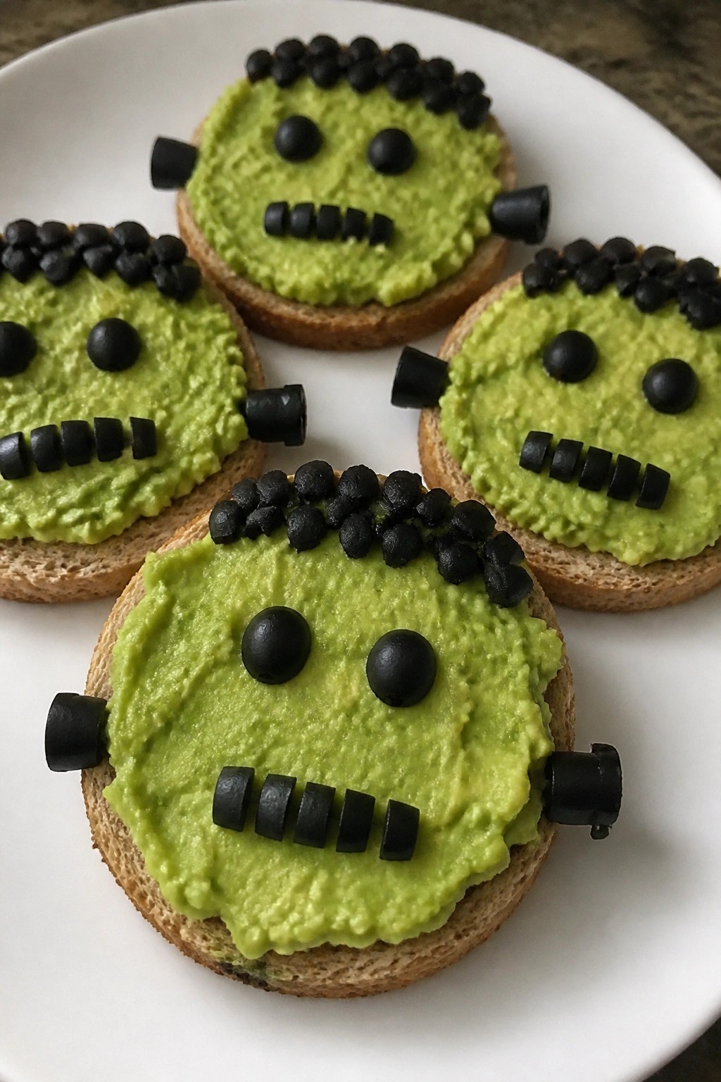 Frankenstein Avocado Toast Rounds