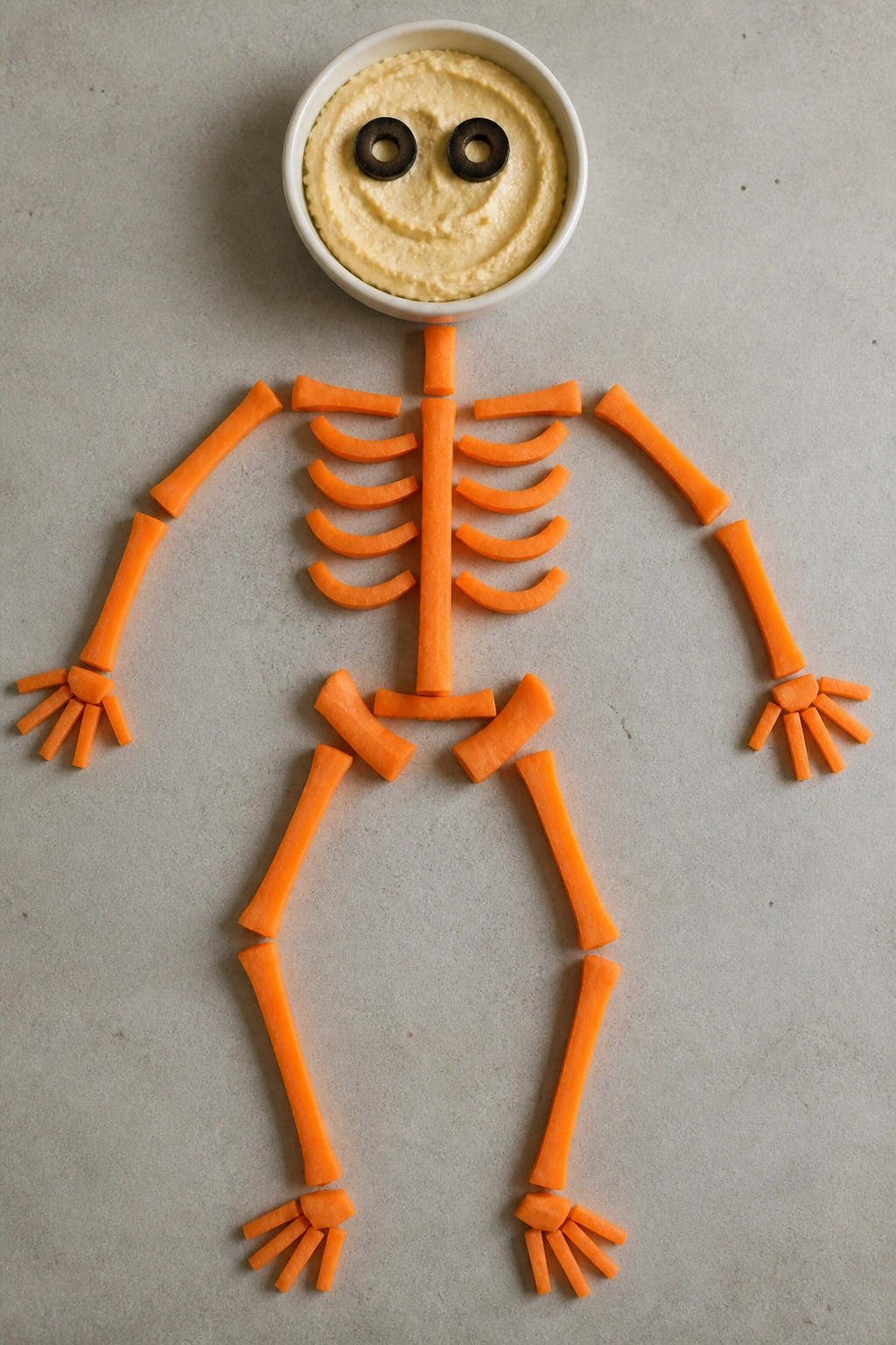 Skeleton Carrot Sticks with Hummus