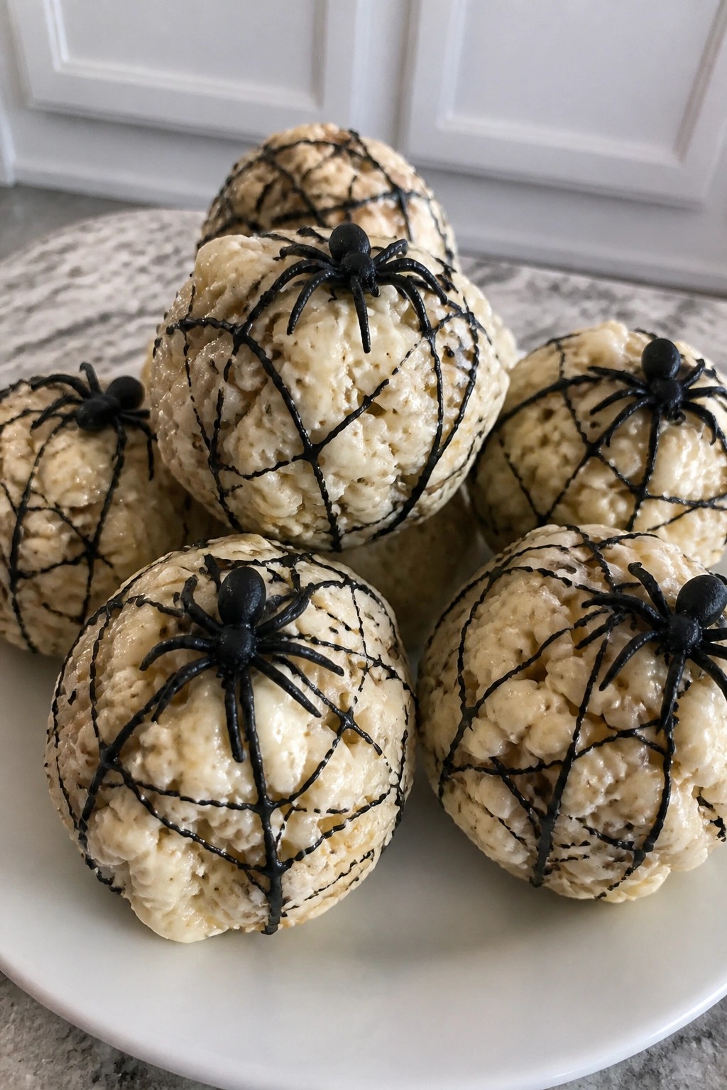 Spooky Spiderweb Popcorn Balls