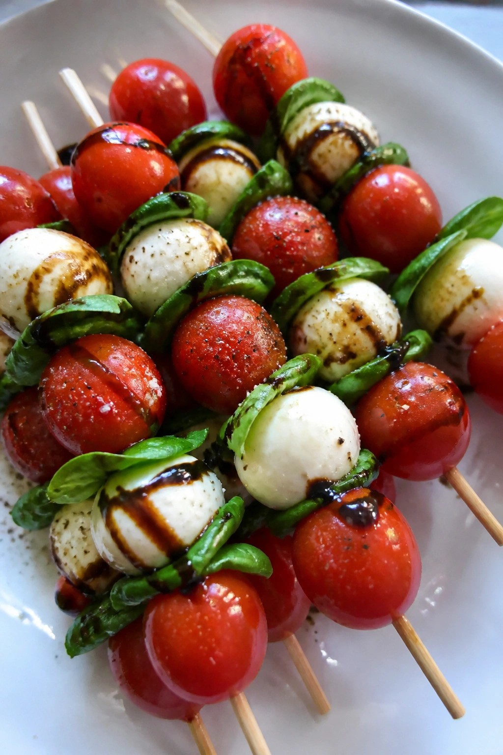Ghostly Caprese Skewers with Balsamic Glaze