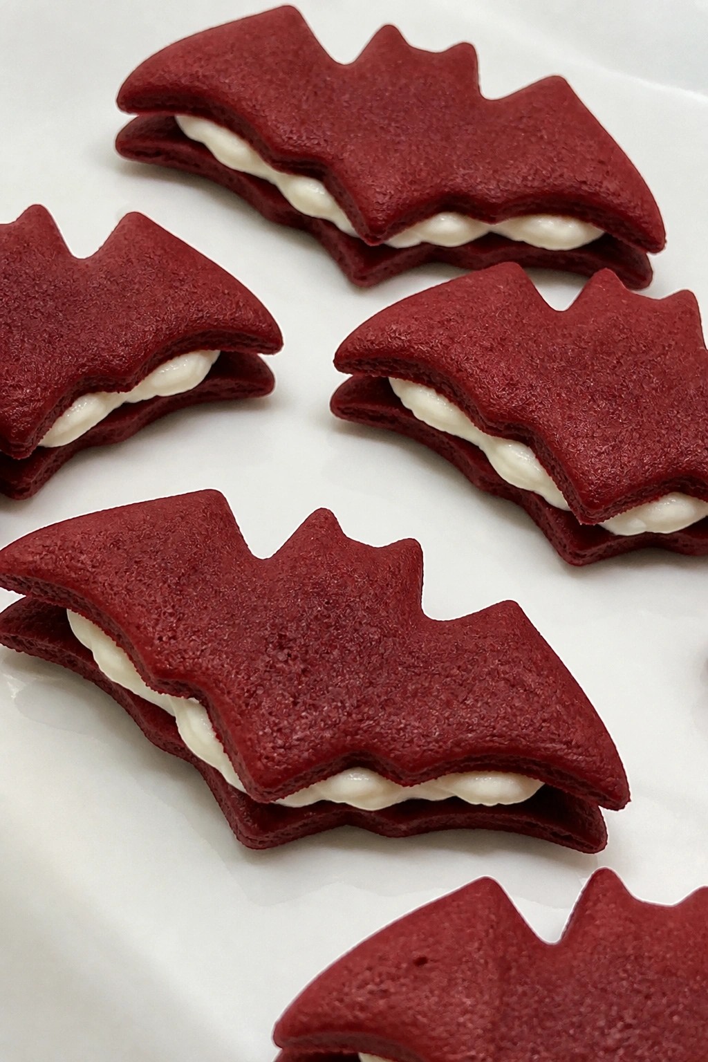 Bat-Shaped Red Velvet Whoopie Pies