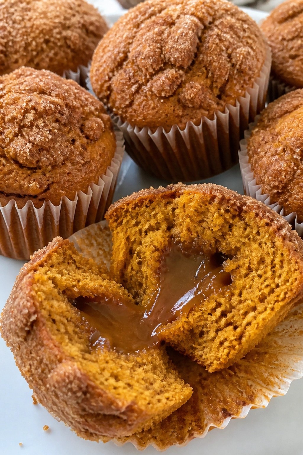 Caramel-Stuffed Pumpkin Muffins