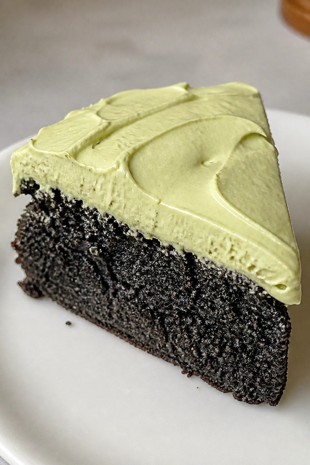 Black Sesame Chocolate Cake with Matcha Buttercream