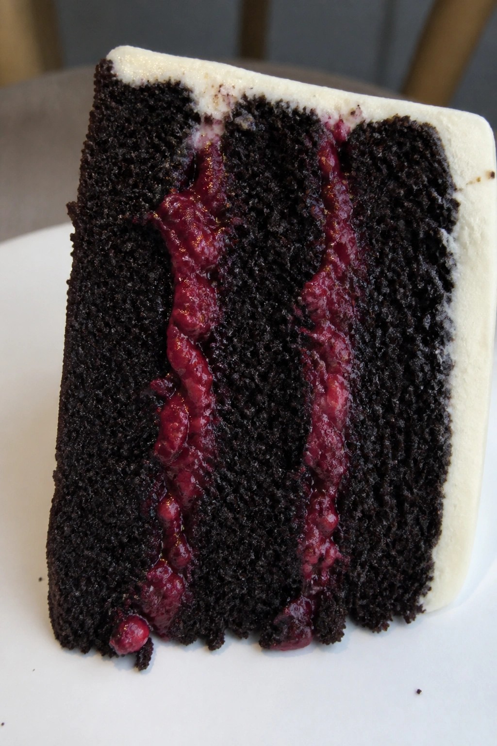 Black Velvet Cake with Chambord Raspberry Filling
