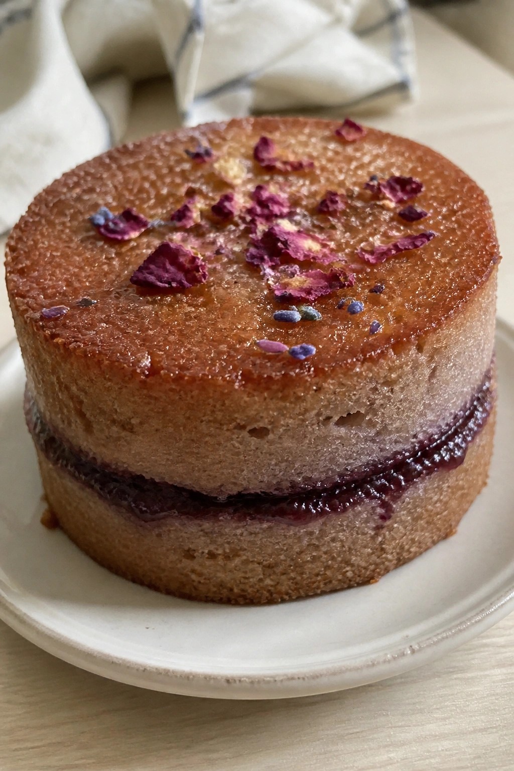 Lavender Honey Cake with Blackcurrant and Rose