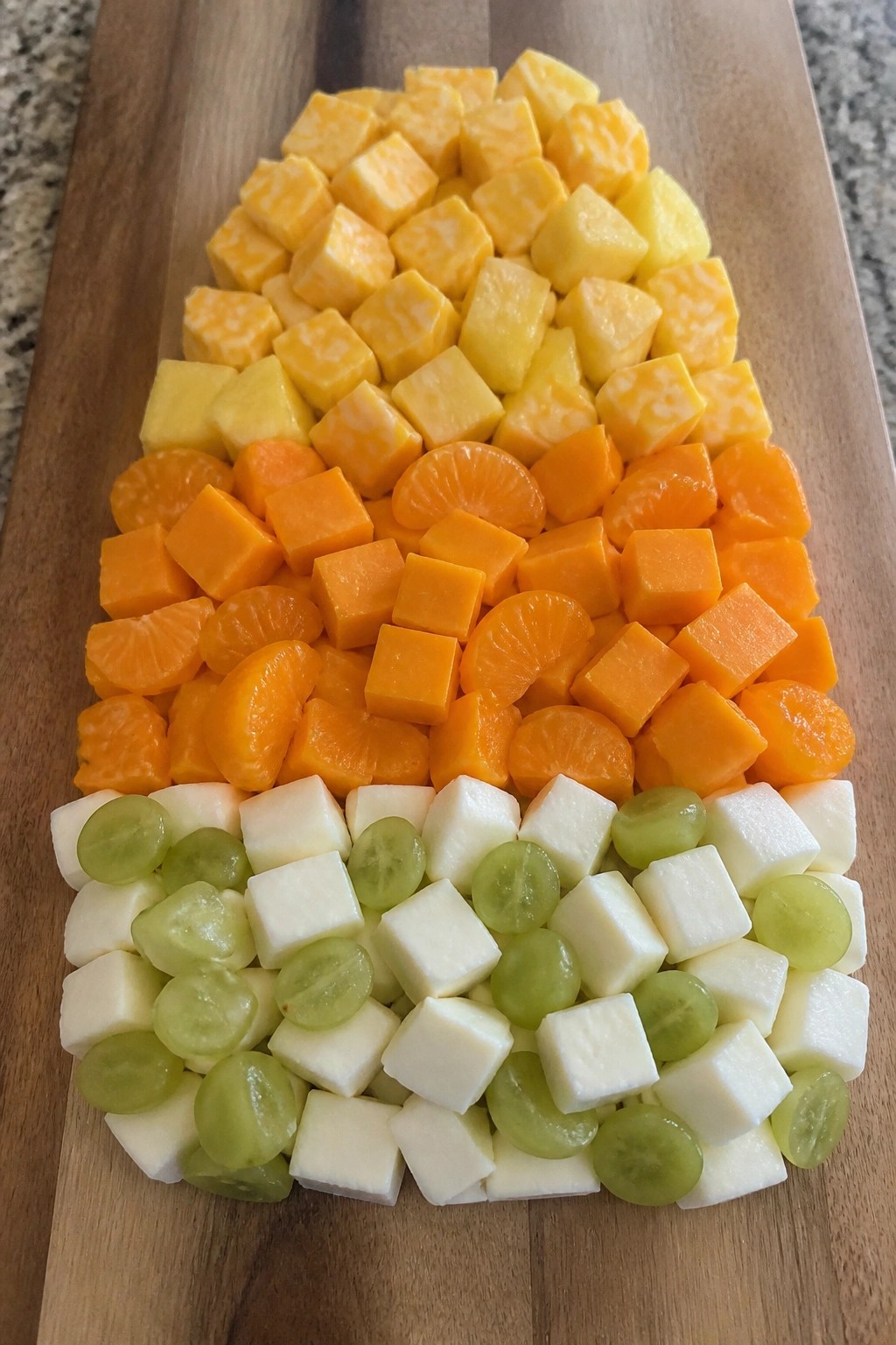 Candy Corn Layered Cheese and Fruit Board