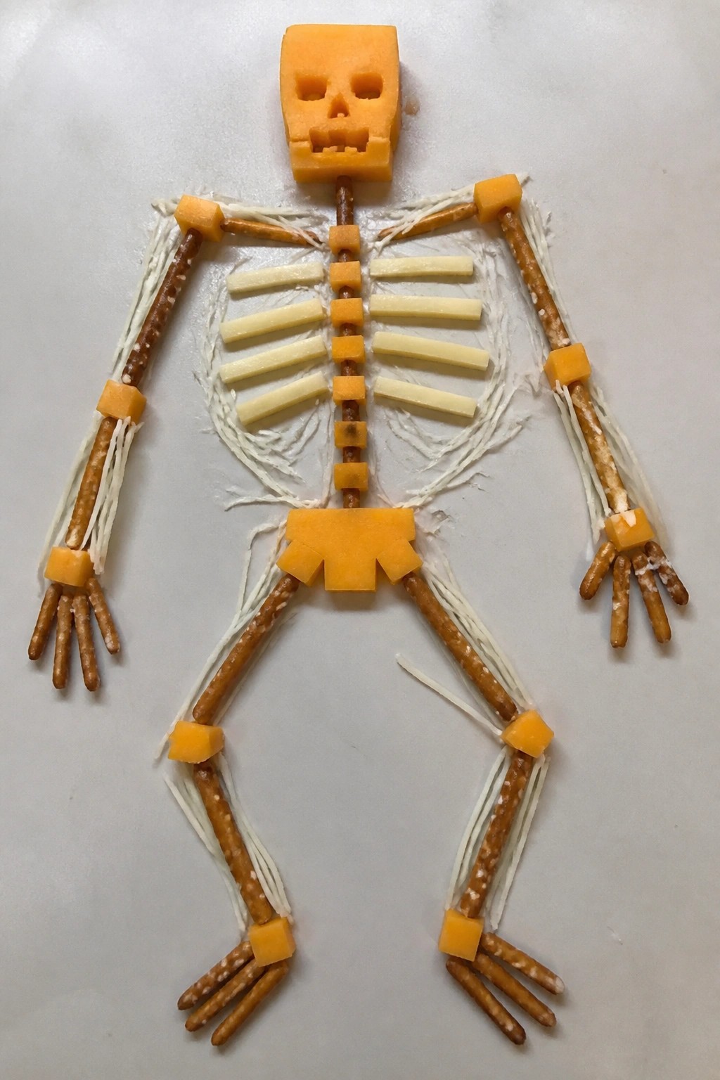 Skeleton Bone Pretzel and Cheese Arrangement