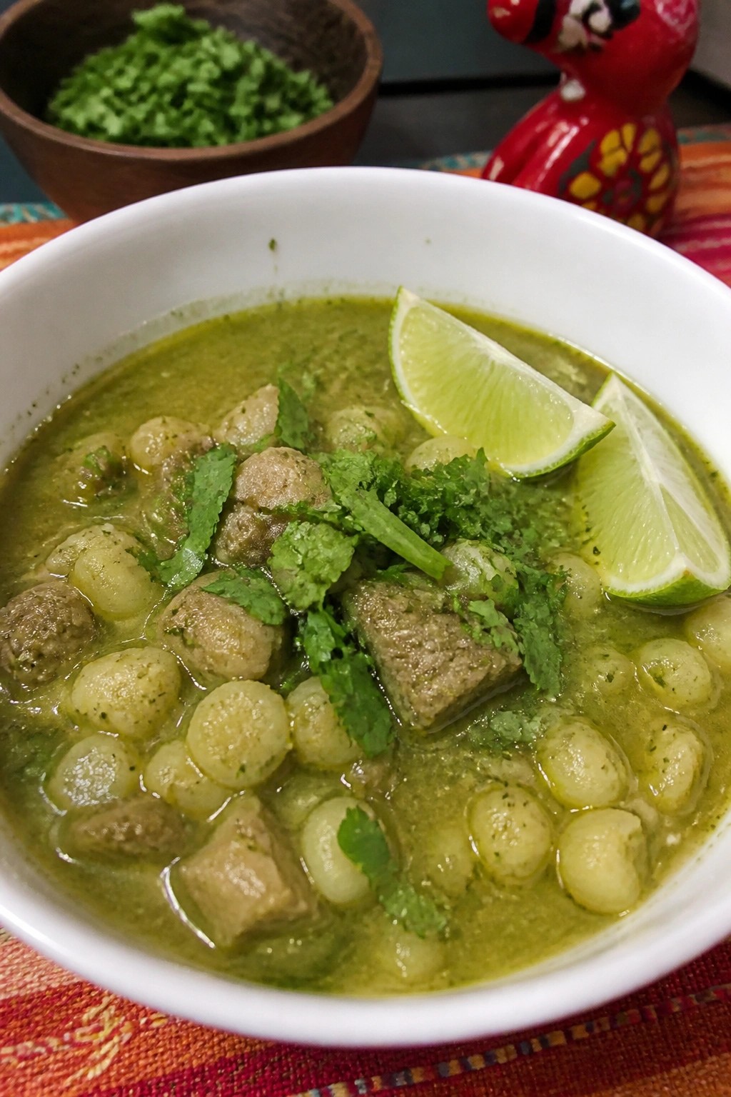 Crockpot Goblin Green Pork Pozole with Hominy