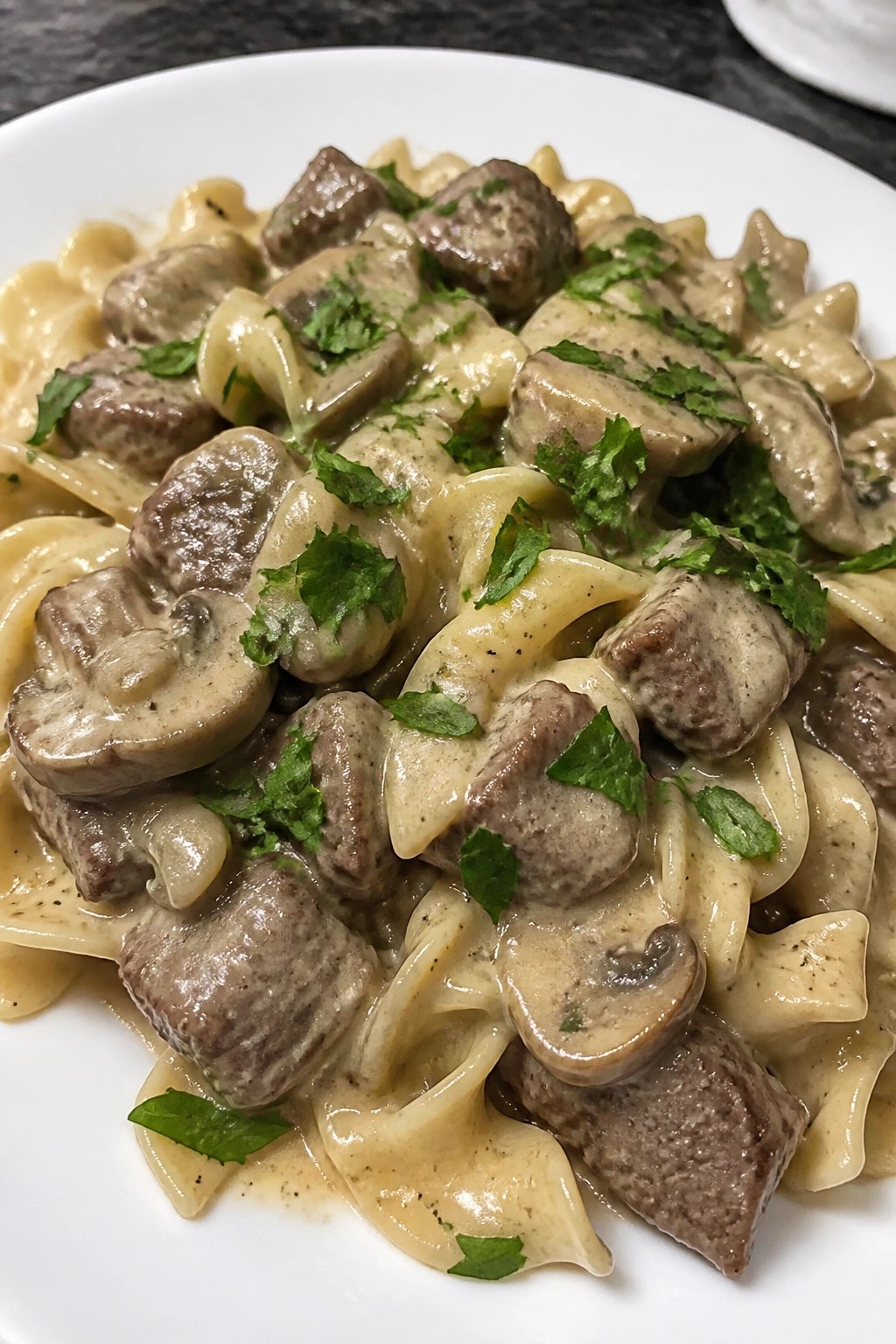 Vampire-Repellent Garlic Beef Stroganoff with Egg Noodles