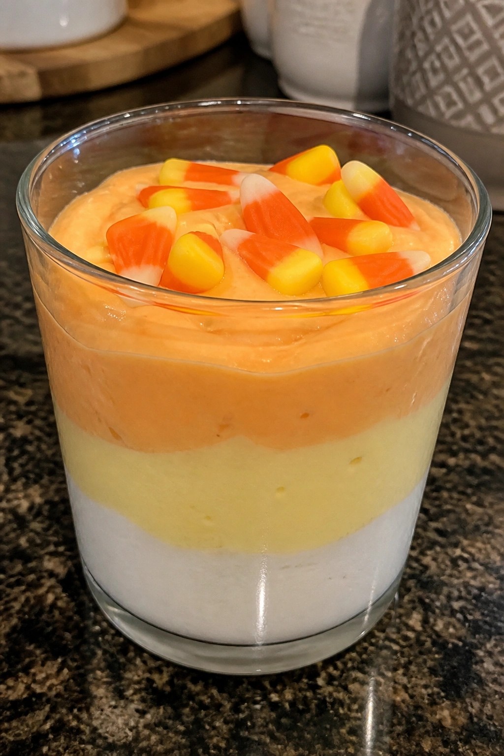 Candy Corn Layered Yogurt Parfait