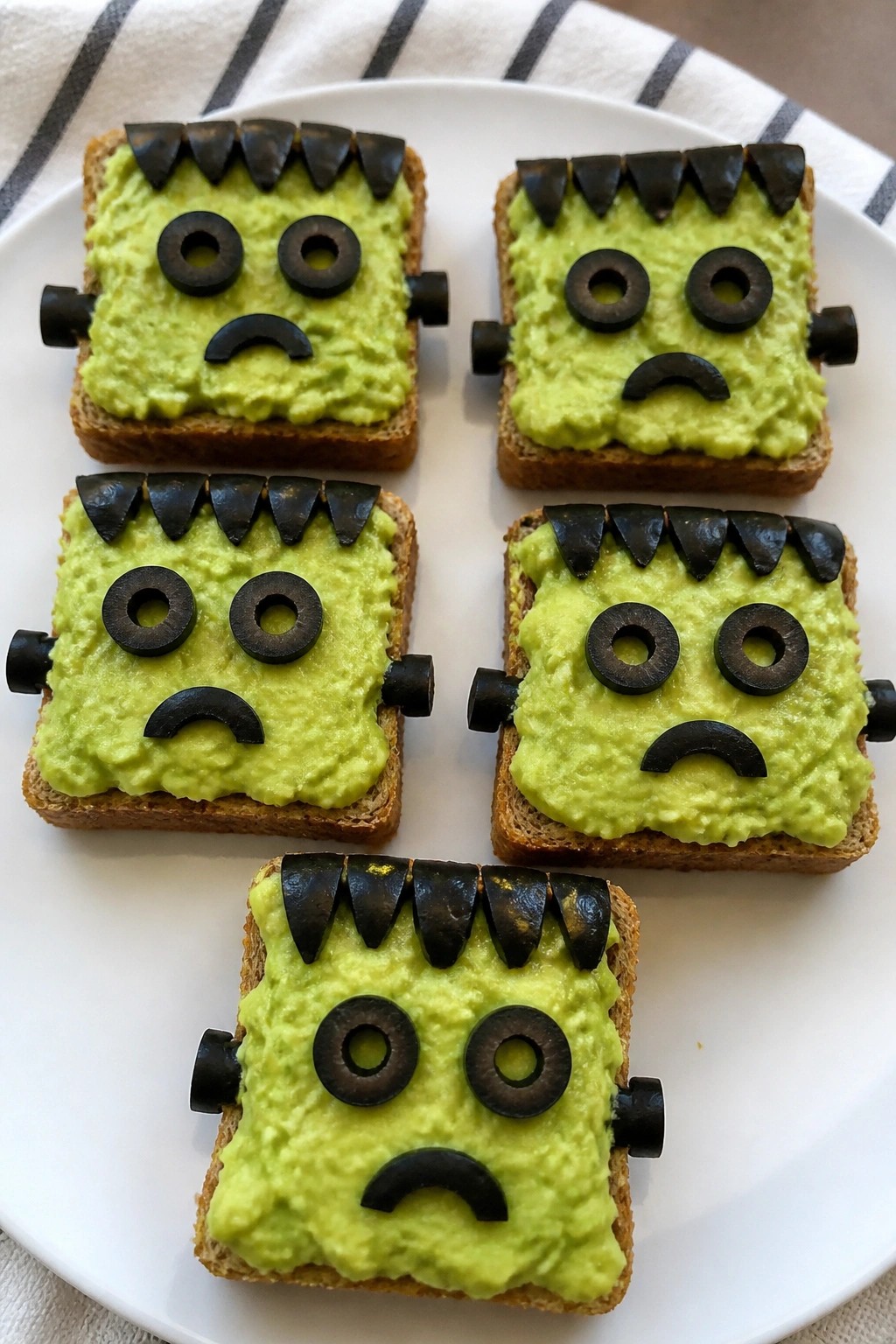 Frankenstein Avocado Toast Bites
