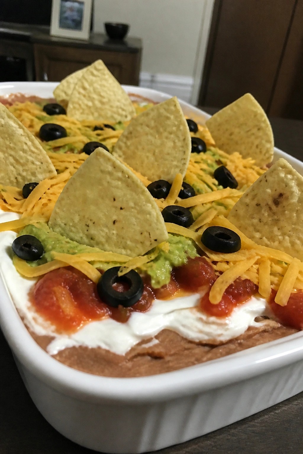 Graveyard Taco Dip with Tortilla Chips
