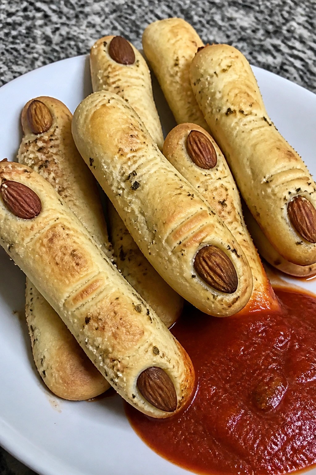 Witch Finger Breadsticks with Marinara