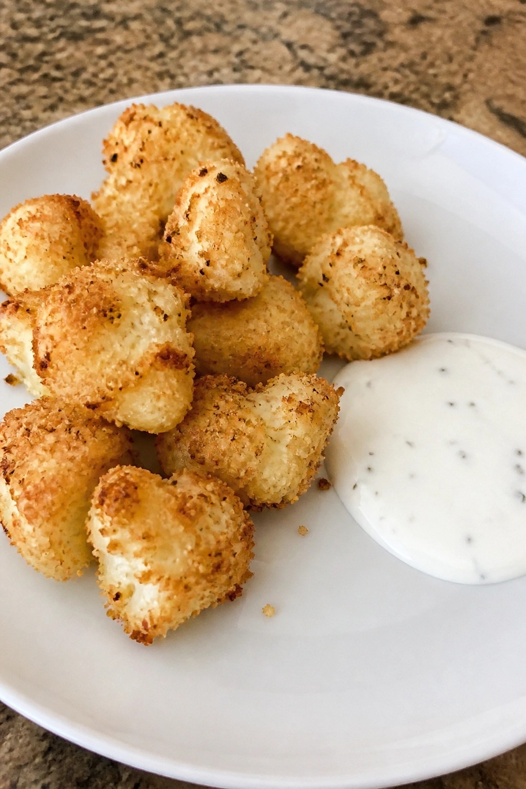 Crispy Cauliflower Ghost Bites with Ranch