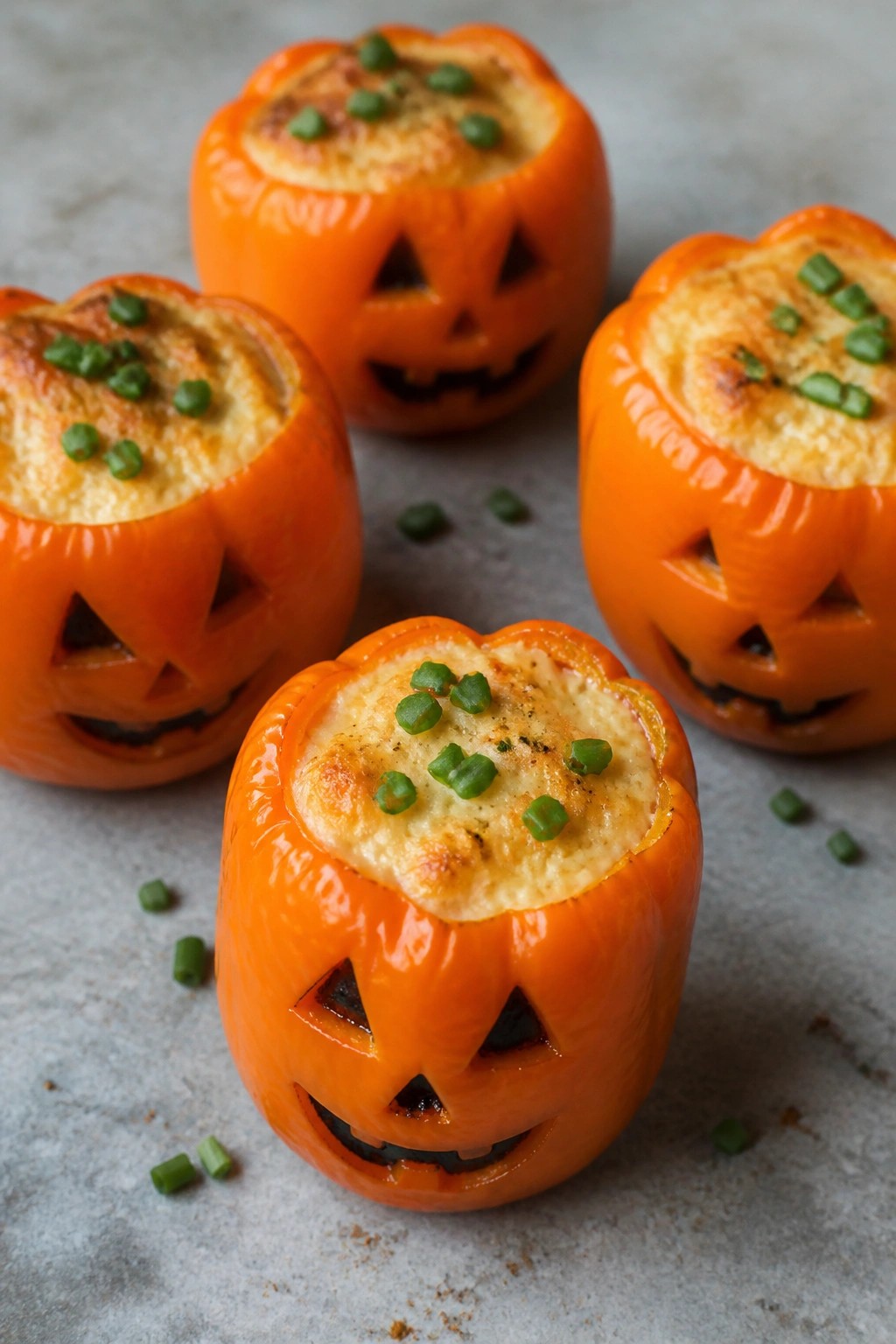Jack-O'-Lantern Stuffed Mini Bell Peppers
