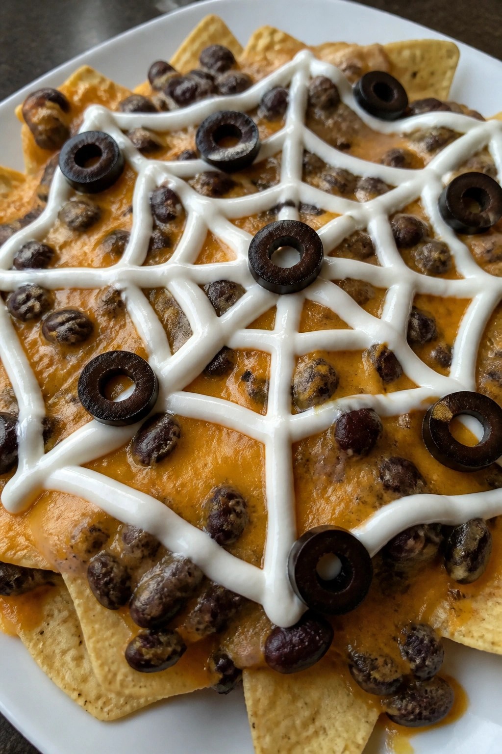 Black Bean Spiderweb Nachos