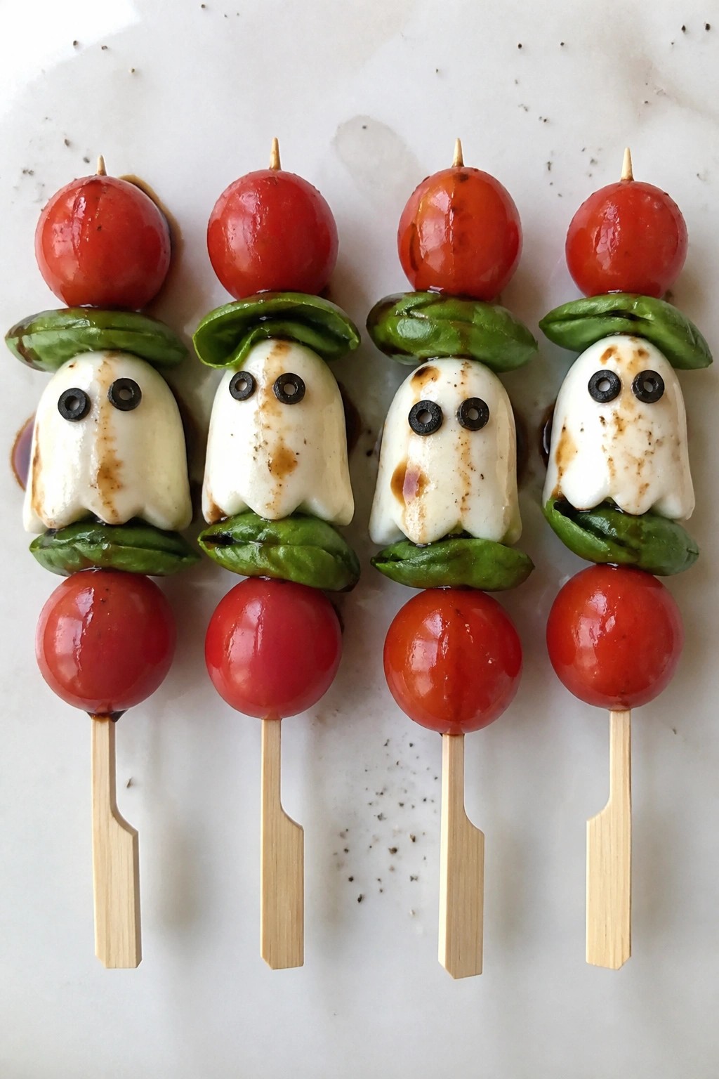 Ghostly Caprese Skewers with Balsamic