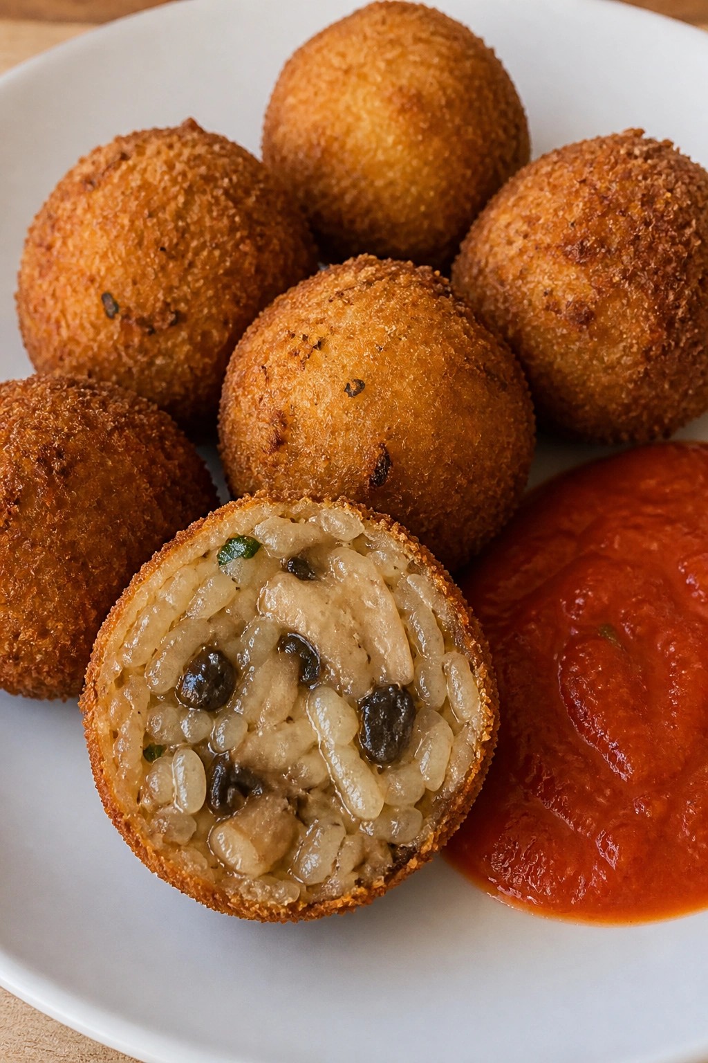 Truffle Mushroom Arancini Served with Warm Marinara
